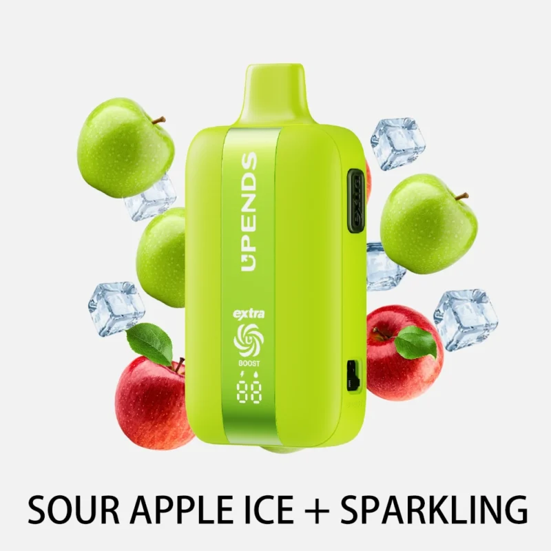 UPENDS UP7 – 35000 Trekjes, dubbele smaak (Extra-knop), Sour Apple Ice+Sparkling