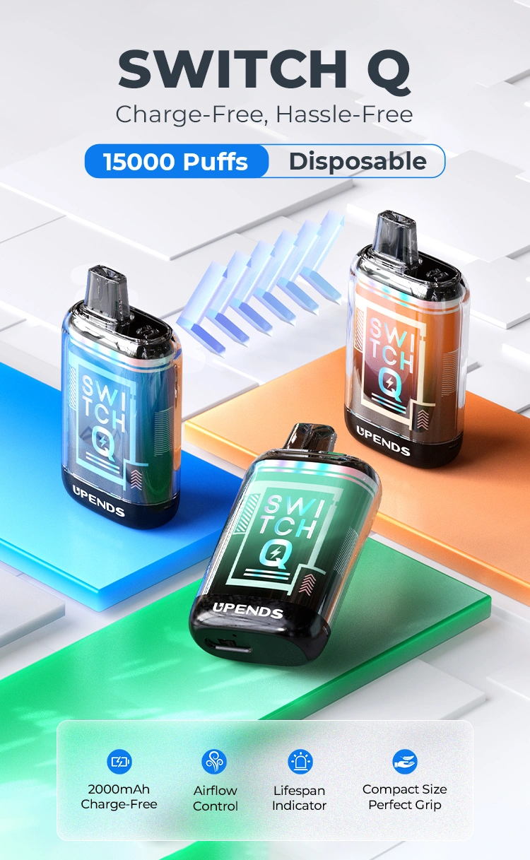 SWITCH Q, geen opladen nodig, 15.000 puffs, 2000mAh, compact, airflow en levensduurindicator