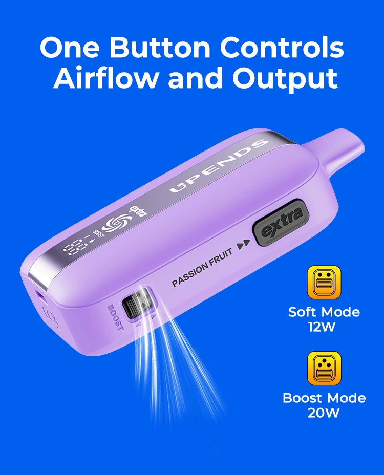 Eén knop voor airflow en vermogen: Soft 12W, Boost 20W
