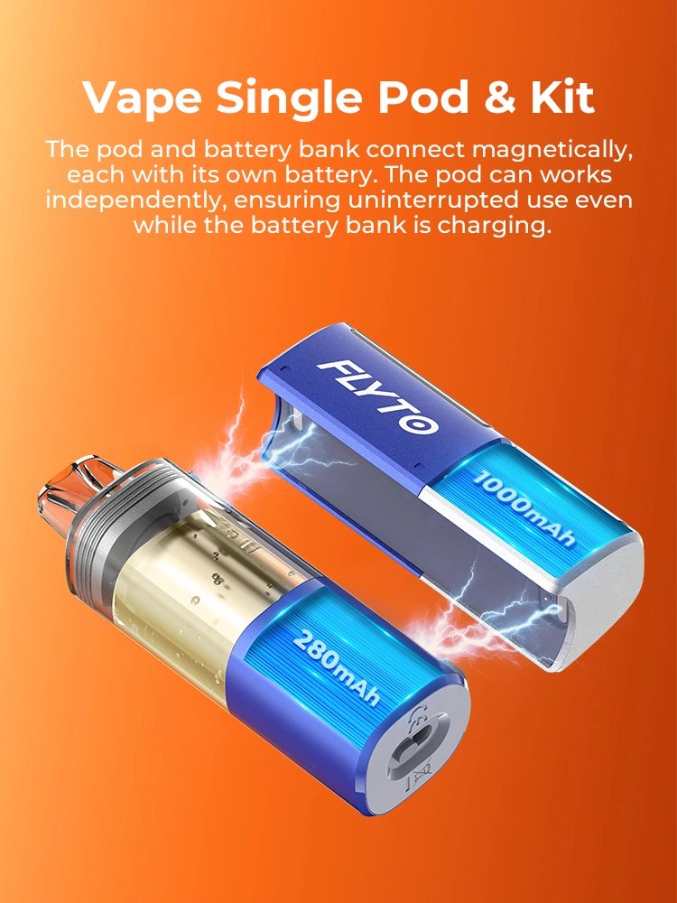 Pod en batterijbank magnetisch verbonden, pod kan onafhankelijk werken, continue gebruik tijdens opladen