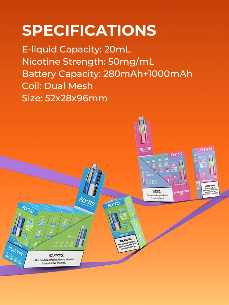 Specs: 20ml e-liquid, 50mg/ml nicotine, batterij 280mAh+1000mAh, Dual Mesh Coil, 52x28x96mm