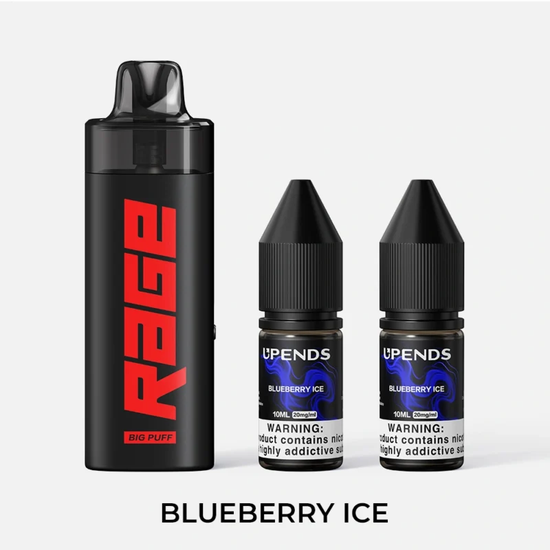 UPENDS RAGE – incl. 2× 10ml E-liquid (20mg), Blueberry Ice – Zwart