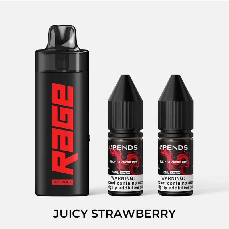 UPENDS RAGE – incl. 2× 10ml E-liquid (20mg), Juicy Strawberry – Zwart