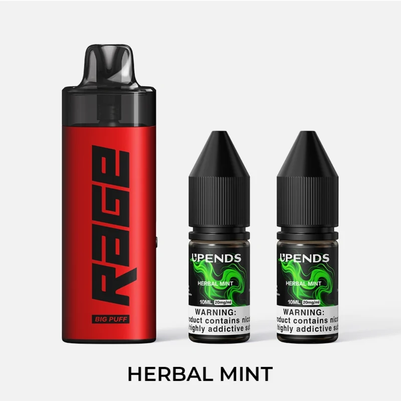 UPENDS RAGE – incl. 2× 10ml E-liquid (20mg), Herbal Mint – Rood
