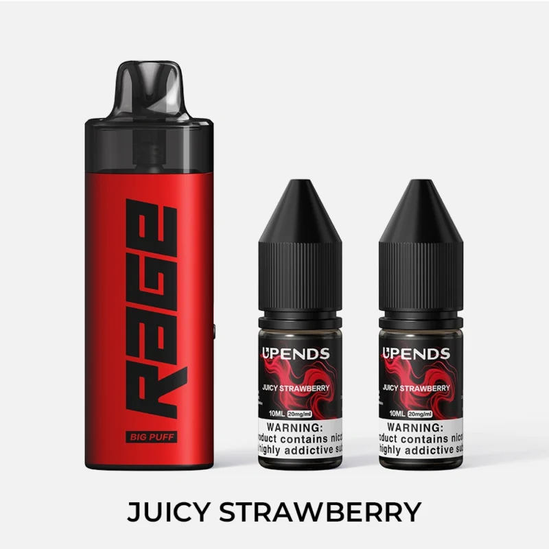 UPENDS RAGE – incl. 2× 10ml E-liquid (20mg), Juicy Strawberry – Rood