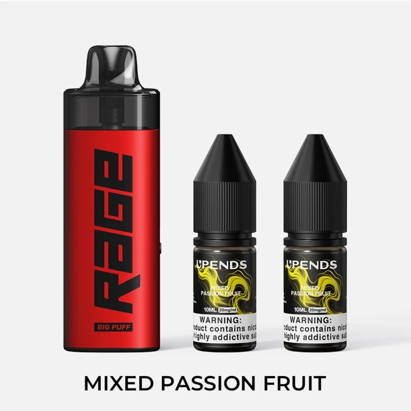UPENDS RAGE – incl. 2× 10ml E-liquid (20mg), Mixed Passion Fruit – Rood